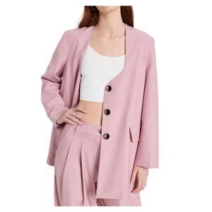 Ganni Chic Pink Tulle Drapey Melange Oversized Size L/XL Blazer NWT